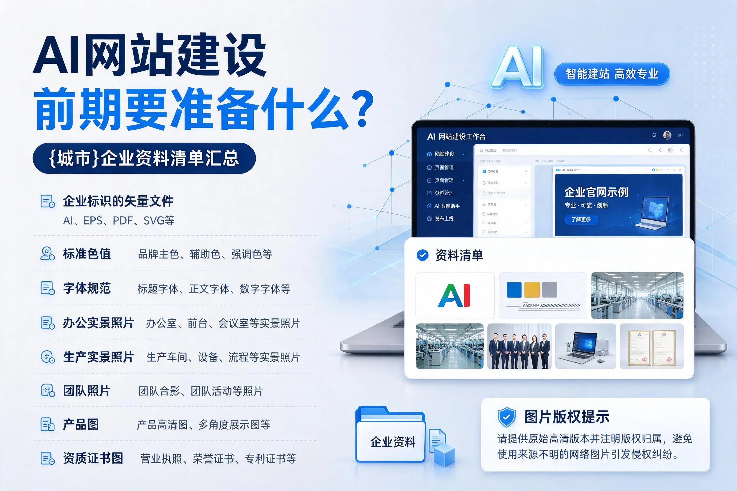 AI网站建设前期要准备什么?红河企业资料清单汇总